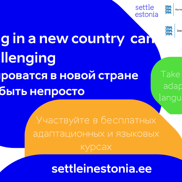 Free Estonian language courses and adaptation training courses